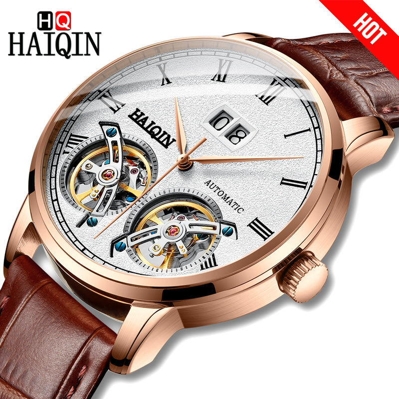 HAIQIN Men's Watches Mens Watches top brand luxury Mechanical Business Wrist watch men Reloj Mecanico de hombres Tourbillon 2019