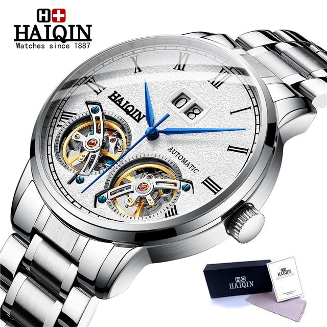 HAIQIN Men's watches Mens Watches top brand luxury Automatic mechanical sport watch men wirstwatch Tourbillon Reloj hombres 2018