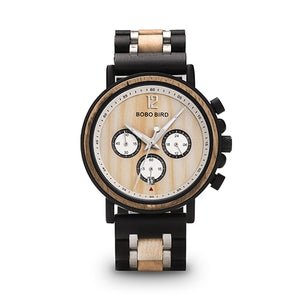 Relogio Masculino BOBO BIRD Wooden Watch Men Top Brand Luxury Stylish Chronograph Military Watches in Wooden Box reloj hombre