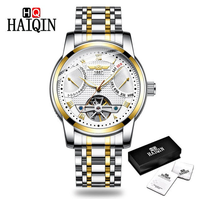 HAIQIN Men's watches Mens Watches top brand luxury Automatic mechanical sport watch men wirstwatch Tourbillon Reloj hombres 2018