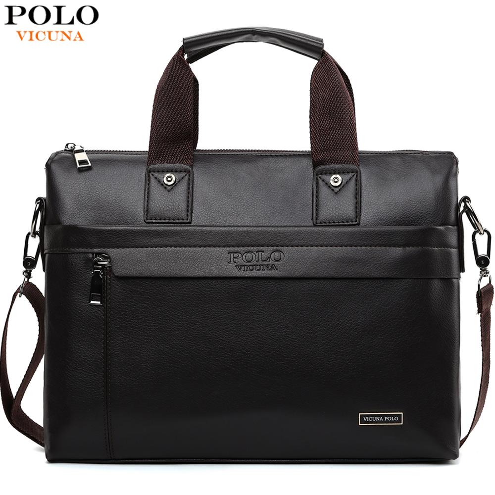 VICUNA POLO Top Sell Fashion Simple Dot Famous Brand Business Men Briefcase Bag Leather Laptop Bag Casual Man Bag Shoulder bags