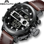 MEGALITH Fashion Men's Sport Quartz Watch Men Multifunction Waterproof Luminous Wristwatch Men Dual Dispay Clock Horloges Mannen