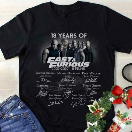 The fast and the furious 18 years - T-Shirt Streetwear Funny Print Clothing Hip-Tope Mans T-Shirt Tops  Tees