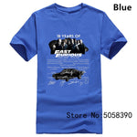 The fast and the furious 18 years - T-Shirt Streetwear Funny Print Clothing Hip-Tope Mans T-Shirt Tops  Tees