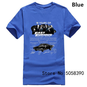 The fast and the furious 18 years - T-Shirt Streetwear Funny Print Clothing Hip-Tope Mans T-Shirt Tops  Tees