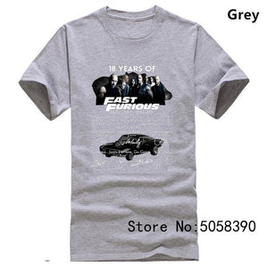 The fast and the furious 18 years - T-Shirt Streetwear Funny Print Clothing Hip-Tope Mans T-Shirt Tops  Tees