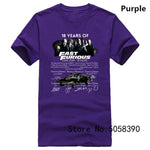 The fast and the furious 18 years - T-Shirt Streetwear Funny Print Clothing Hip-Tope Mans T-Shirt Tops  Tees