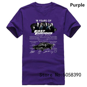 The fast and the furious 18 years - T-Shirt Streetwear Funny Print Clothing Hip-Tope Mans T-Shirt Tops  Tees