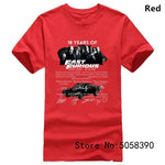 The fast and the furious 18 years - T-Shirt Streetwear Funny Print Clothing Hip-Tope Mans T-Shirt Tops  Tees