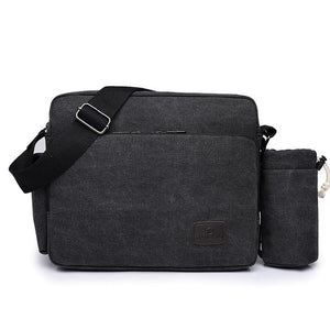 Scione Canvas Multifunction Messenger Shoulder Bag Solid Briefcases Suitcase Card Pocket For Men Women Office Outdoor Travel Bag