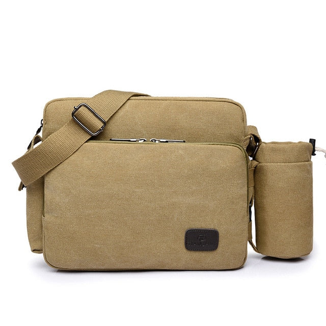 Scione Canvas Multifunction Messenger Shoulder Bag Solid Briefcases Suitcase Card Pocket For Men Women Office Outdoor Travel Bag