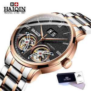 HAIQIN Men's Watches Mens Watches top brand luxury Mechanical Business Wrist watch men Reloj Mecanico de hombres Tourbillon 2019