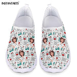 INSTANTARTS New Cartoon Nurse Doctor Print Women Sneakers Slip On Light Mesh Shoes Summer Breathable Flats Shoes Zapatos planos