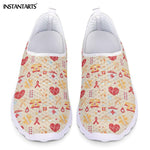 INSTANTARTS New Cartoon Nurse Doctor Print Women Sneakers Slip On Light Mesh Shoes Summer Breathable Flats Shoes Zapatos planos