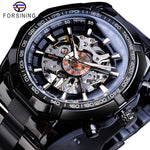 Forsining 2017 Silver Stainless Steel Waterproof Mens Skeleton Watches Top Brand Luxury Transparent Mechanical Male Wrist Watch