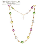 Neoglory Crystal Colorful Round Beads Long Charm Necklace Classic Two Uses Dress Party Embellished With Crystals From Swarovski