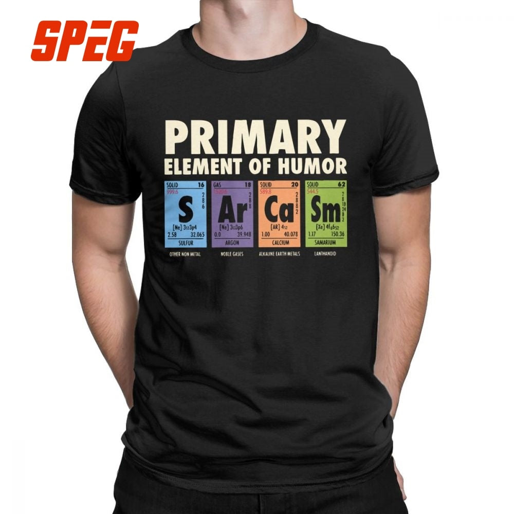 Man's Funny T Shirt S Ar Ca Sm Science Sarcasm Primary Elements Chemistry T-Shirt Cotton