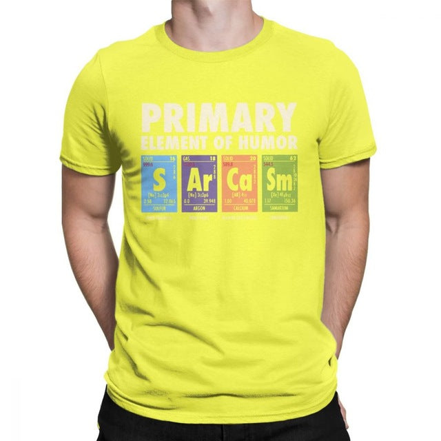 Man's Funny T Shirt S Ar Ca Sm Science Sarcasm Primary Elements Chemistry T-Shirt Cotton