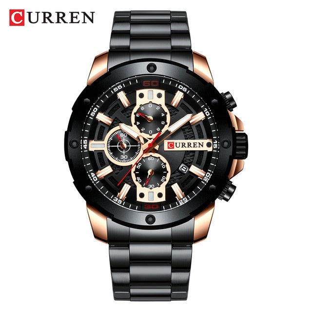 CURREN Watches Men Stainless Steel Band Quartz Wristwatch Military Chronograph Clock Male Fashion Sporty Watch Waterproof 8336