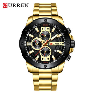 CURREN Watches Men Stainless Steel Band Quartz Wristwatch Military Chronograph Clock Male Fashion Sporty Watch Waterproof 8336