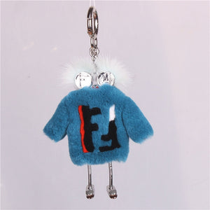 Fur robot mink hair monster Rex rabbit dress cute fur ball bag key chain car pendant ornaments  fur keychain  keychains  luxury