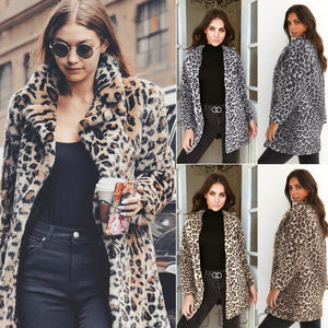 Hirigin 2018 Newest Hot Womens Winter Leopard Fluffy Fleece Jacket Coat Cardigans Hooded Jumper Tops Clubwear