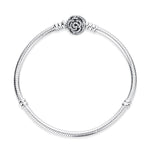 Original 100% 925 Sterling Silver Bracelet Bead Charm Heart Snowflake Rose Snake Chain Basic Bracelets Pan Women DIY Jewelry