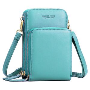 Hot Sale Women Bag Fashion Colorful PU Leather Mini Crossbody Shoulder Pouch Cell Phone Packet High Quality  Zipper Ladies Purse