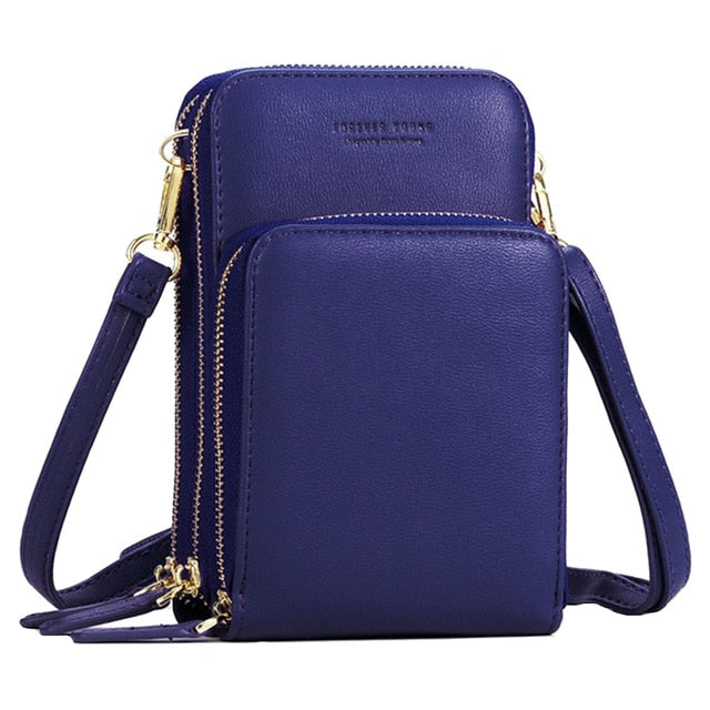 Hot Sale Women Bag Fashion Colorful PU Leather Mini Crossbody Shoulder Pouch Cell Phone Packet High Quality  Zipper Ladies Purse