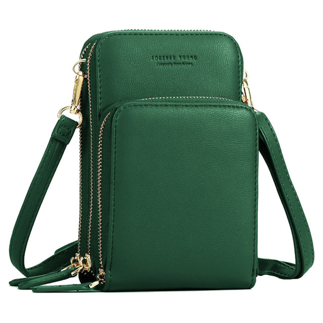 Hot Sale Women Bag Fashion Colorful PU Leather Mini Crossbody Shoulder Pouch Cell Phone Packet High Quality  Zipper Ladies Purse