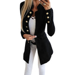 Winter New Slim Jacket 2019 Fashion Single Breasted Solid Women Long Coat Office Overall Red Black Botton Sleeve Outerwear M0235