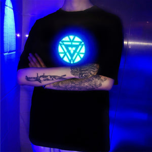 Iron Man LED Light Acoustic Control O-neck Short-sleeved T-Shirt