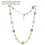 Neoglory Crystal Colorful Round Beads Long Charm Necklace Classic Two Uses Dress Party Embellished With Crystals From Swarovski