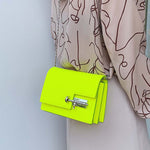 Neon Green Yellow Evening Bags for Women 4 Colors PU Leather Satchel Crossbody bag Casual Party Shoulder Bag