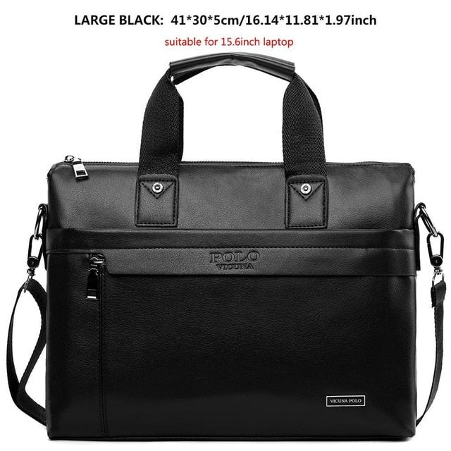 VICUNA POLO Top Sell Fashion Simple Dot Famous Brand Business Men Briefcase Bag Leather Laptop Bag Casual Man Bag Shoulder bags