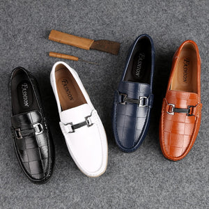 New Men Shoes Leather Flats Casual Loafers Men Moccasins Shoes Slip-on Men Shoes Leather Genuine Lightweight Driving Shoes 2019