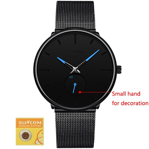 DONROSIN Men Casual Slim Mesh Steel Waterproof Sport Watch Fashion Mens Watches Top Brand Luxury Quartz Watch Relogio Masculino