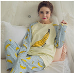 JULY'S SONG Women Pajamas Set Spring Autumn New Thin Cartoon Printed Long Sleeve Cute Sleepwear Casual Homewear Female Pyjamas