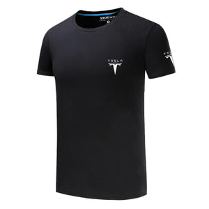 Tesla logo Print T-Shirt Short Sleeve Tshirts Tops T shirt homme Man cotton casual T shirts