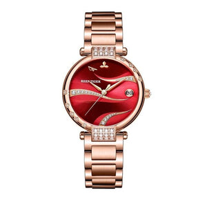 New Reef Tiger/RT Luxury Women Watches Automatic Creative Designer Rose Gold Case Leather Band Waterproof RGA1589