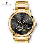 Switzerland Luxury Brand PONIGER Men's Watch Japan Flywheel Automatic Mechanical MOVT Watches Men Skeleton Sapphire Clock P683-2