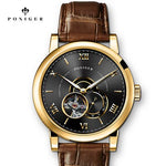 Switzerland Luxury Brand PONIGER Men's Watch Japan Flywheel Automatic Mechanical MOVT Watches Men Skeleton Sapphire Clock P683-2