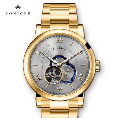 Switzerland Luxury Brand PONIGER Men's Watch Japan Flywheel Automatic Mechanical MOVT Watches Men Skeleton Sapphire Clock P683-2