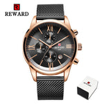 Mens Blue Stainless Steel Mesh Band Quartz Watches Business Chronograph Sport Wristwatch Waterproof Male Clock Relogio Masculino