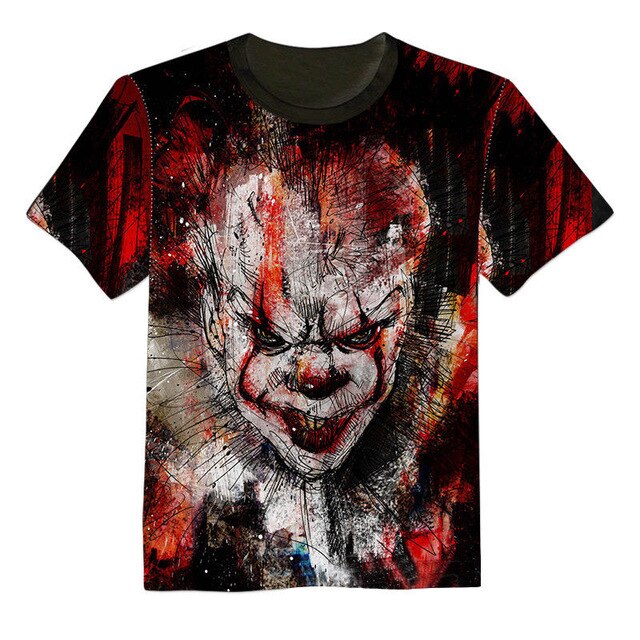 NEW 3D Printed T-Shirt Stephen King It Movie 2019 Pennywise Horror Clown Men Women