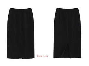 Winter Thickening Wool Blend Split Mid Knitted Skirt Cashmere Warm Hip Slim Mid-calf Knit Skirts 2 Length 4 Colors