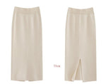 Winter Thickening Wool Blend Split Mid Knitted Skirt Cashmere Warm Hip Slim Mid-calf Knit Skirts 2 Length 4 Colors