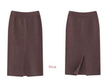 Winter Thickening Wool Blend Split Mid Knitted Skirt Cashmere Warm Hip Slim Mid-calf Knit Skirts 2 Length 4 Colors