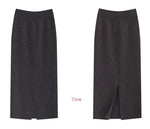 Winter Thickening Wool Blend Split Mid Knitted Skirt Cashmere Warm Hip Slim Mid-calf Knit Skirts 2 Length 4 Colors