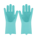 Magic Silicone Dishwashing Scrubber Dish Washing Sponge Rubber Scrub Gloves Kitchen Cleaning 1 Pair